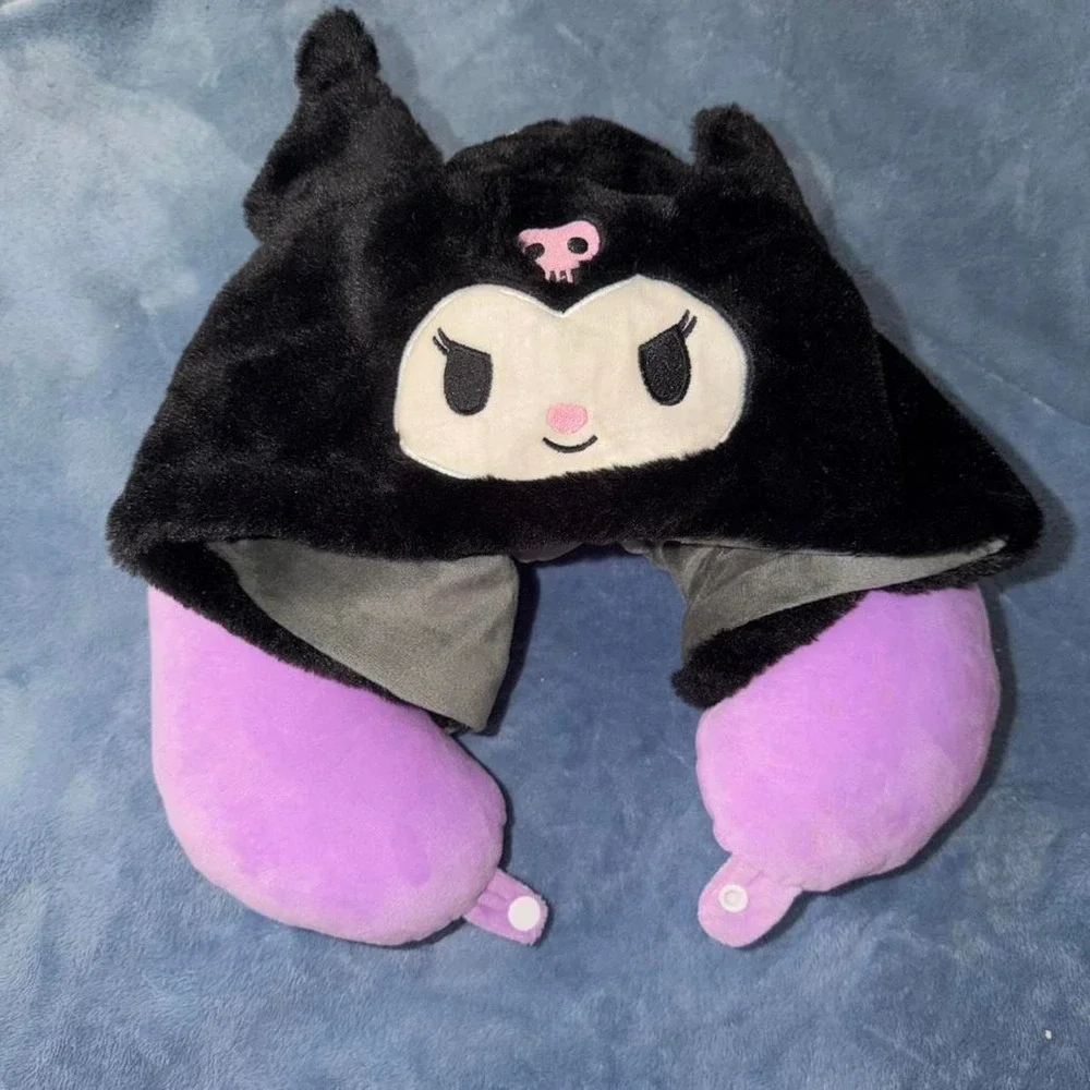 Sanrio Kuromi Kawaii black & purple neck pillow